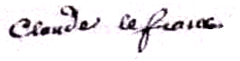 Lefranc Claude (1725/1817), sa signature en 1747