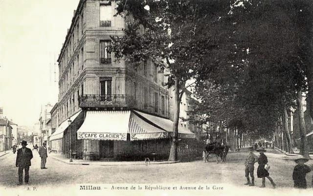 Les avenues de la République et de la gare en 1910 (cpa)