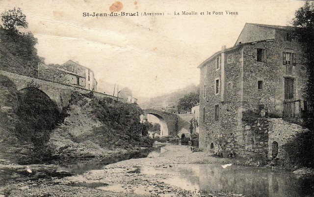 Saint jean du bruel aveyron le moulin et le pont vieux cpa