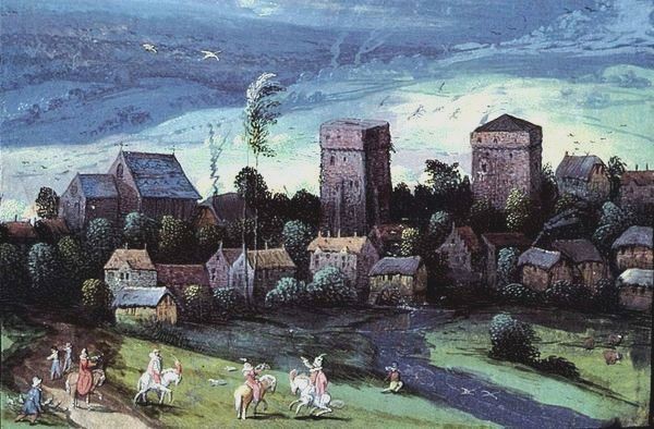 Saint python 59 le chateau les tours en 1601 peinture d adrien de montigny 